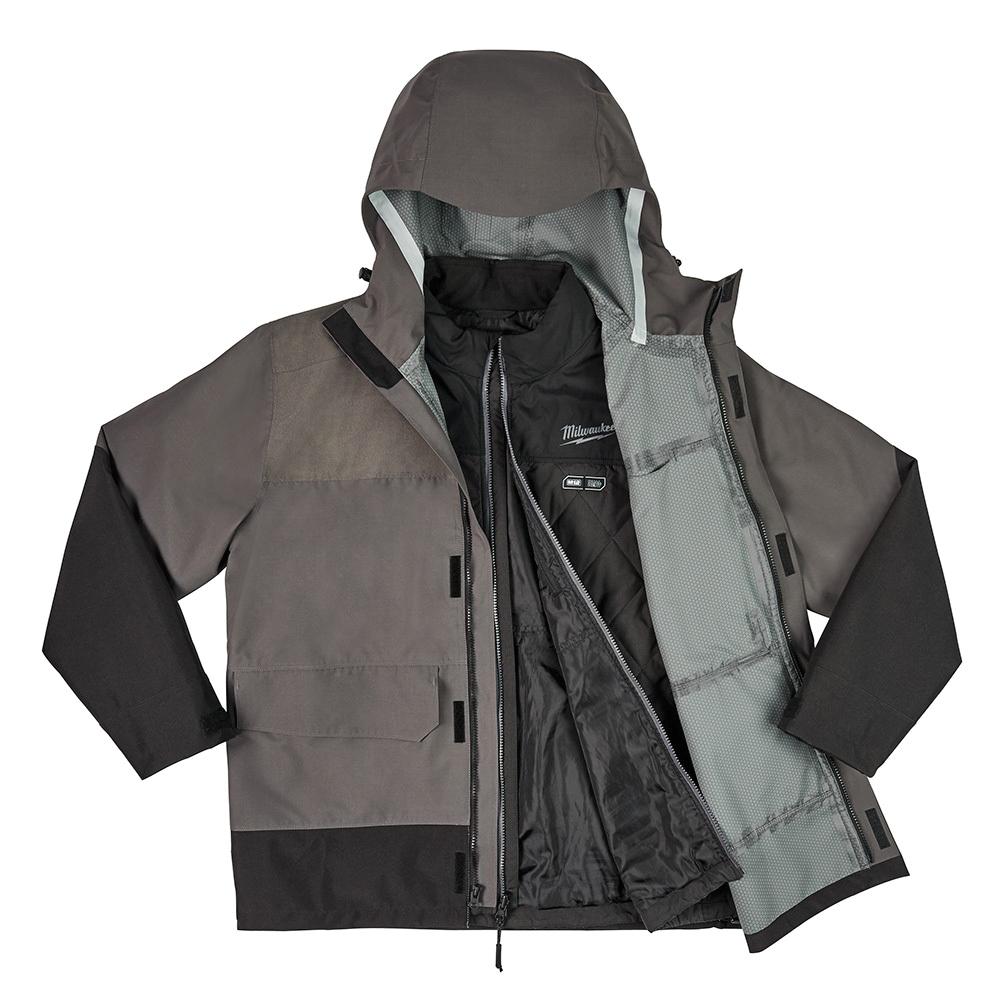 Milwaukee® 203RN-21M Jacket with HYDROBREAK™ Rainshell, Men's, M, Stand-Up Collar, Gray, Polyester Shell, Zipper Closure thumbnail 4
