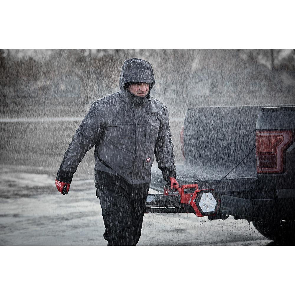 Milwaukee® 203RN-21M Jacket with HYDROBREAK™ Rainshell, Men's, M, Stand-Up Collar, Gray, Polyester Shell, Zipper Closure thumbnail 2