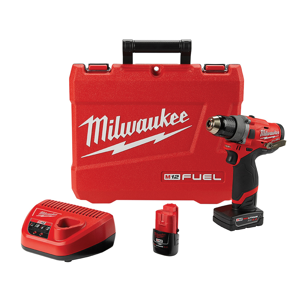 Milwaukee® 2503-22 Drill Driver Kit, Tool/Kit: Kit, 18 to 350 in-lb Torque, 1/2 in Chuck, Keyless Chuck, 12 V, M12™ REDLITHIUM™ Battery, 2 Ah, 4 Ah Battery Capacity, 450 to 1700 rpm Speed, 6.6 in OAL