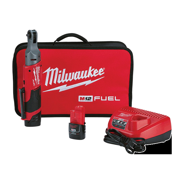 Milwaukee® M12™ FUEL™ 2556-22 Ratchet Kit, Tool/Kit: Kit, 1/4 in Drive, 40 ft-lb Torque, 12 V, M12™ REDLITHIUM™ Battery