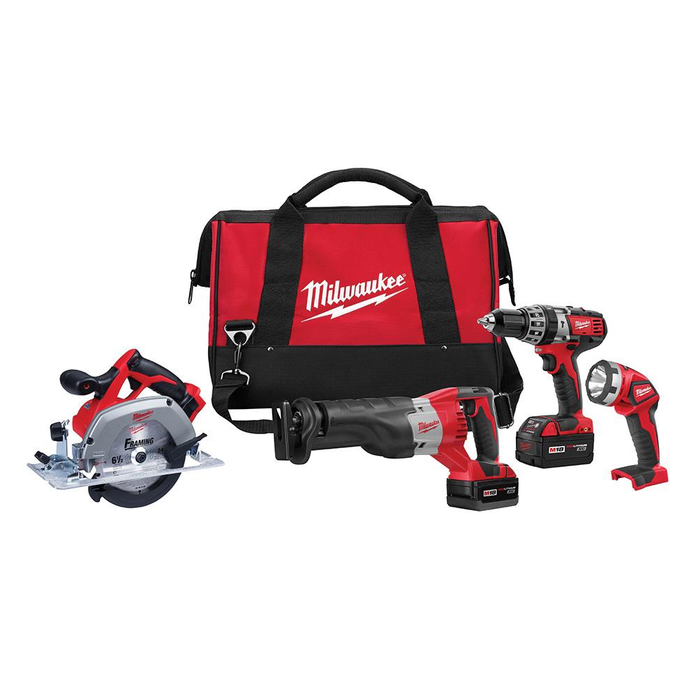 Milwaukee&reg; 2694-24 M18&trade; Cordless Combination Kit, Tools: Circular Saw, Hammer Drill, Reciprocating Saw, 18 VDC, 3 Ah Lithium-Ion
