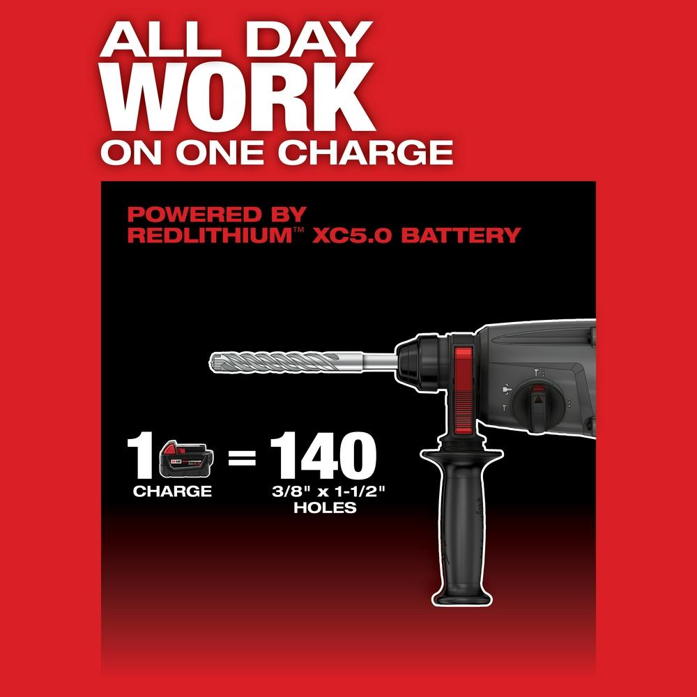 Milwaukee® M18 Fuel 2713-20 Rotary Hammer, 1 in SDS-Plus Chuck, 2.1 ft-lb Torque, 18 VAC, Li-Ion Battery (Bare Tool)