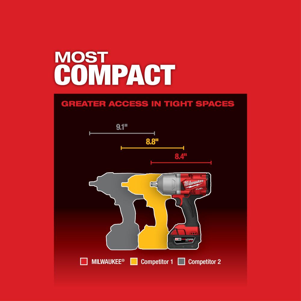 Milwaukee® M18™ 2767-22 Cordless Impact Wrench, Tool/Kit: Kit, 1/2 in Drive, Square Drive, 1000 ft-lb, 0 to 2100 ipm thumbnail 2