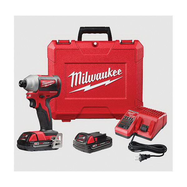 Milwaukee® M18™ 2850-22CT Hex Impact Driver Kit, Tool/Kit: Kit, 1/4 in Drive, Hex Drive, 1600 in-lb Torque, 4200 ipm