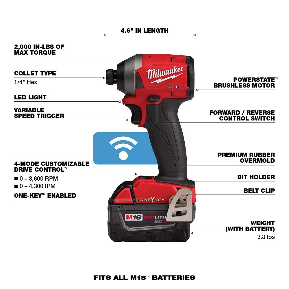 Milwaukee® M18 Fuel 2-Tool Combo Kit, Hammer Drill and Impact Driver w/ One-Key thumbnail 2