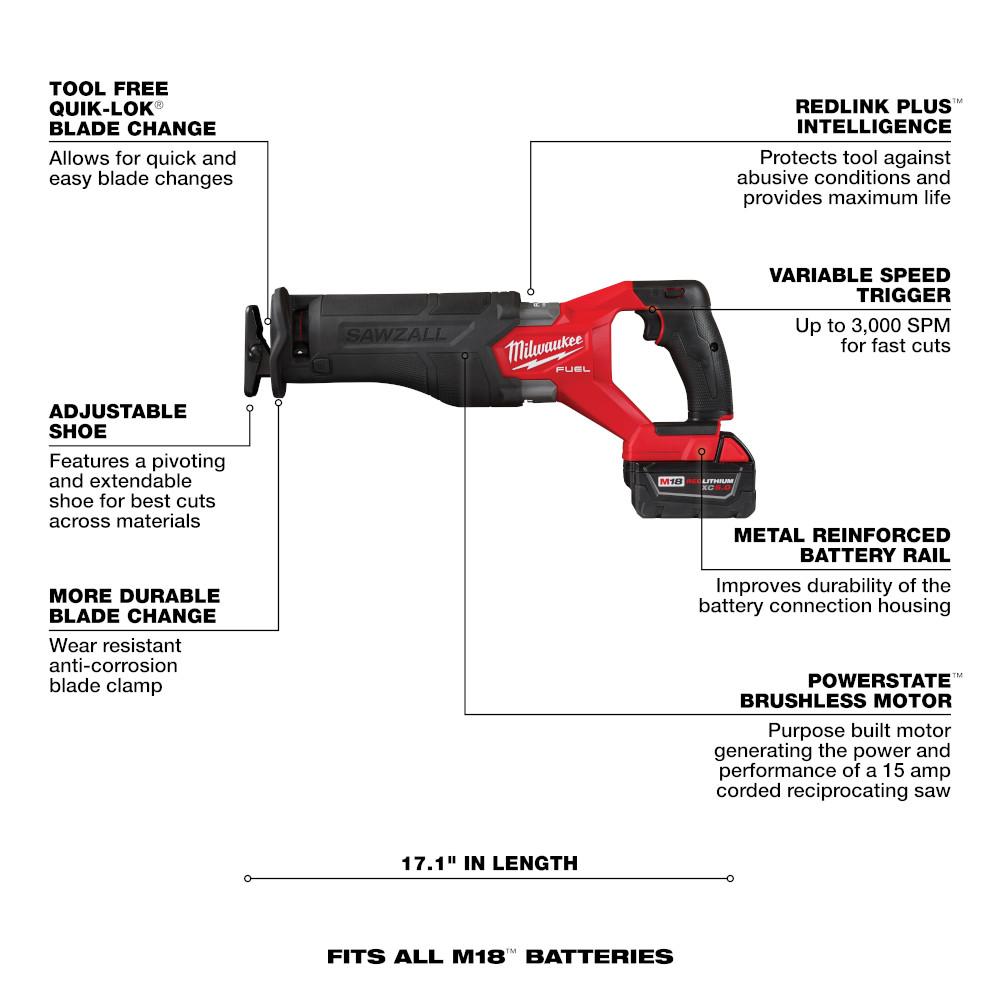 Milwaukee® M18 FUEL™ 2998-25 18V 5A Plastic 5-Tool Tool Combo Kit