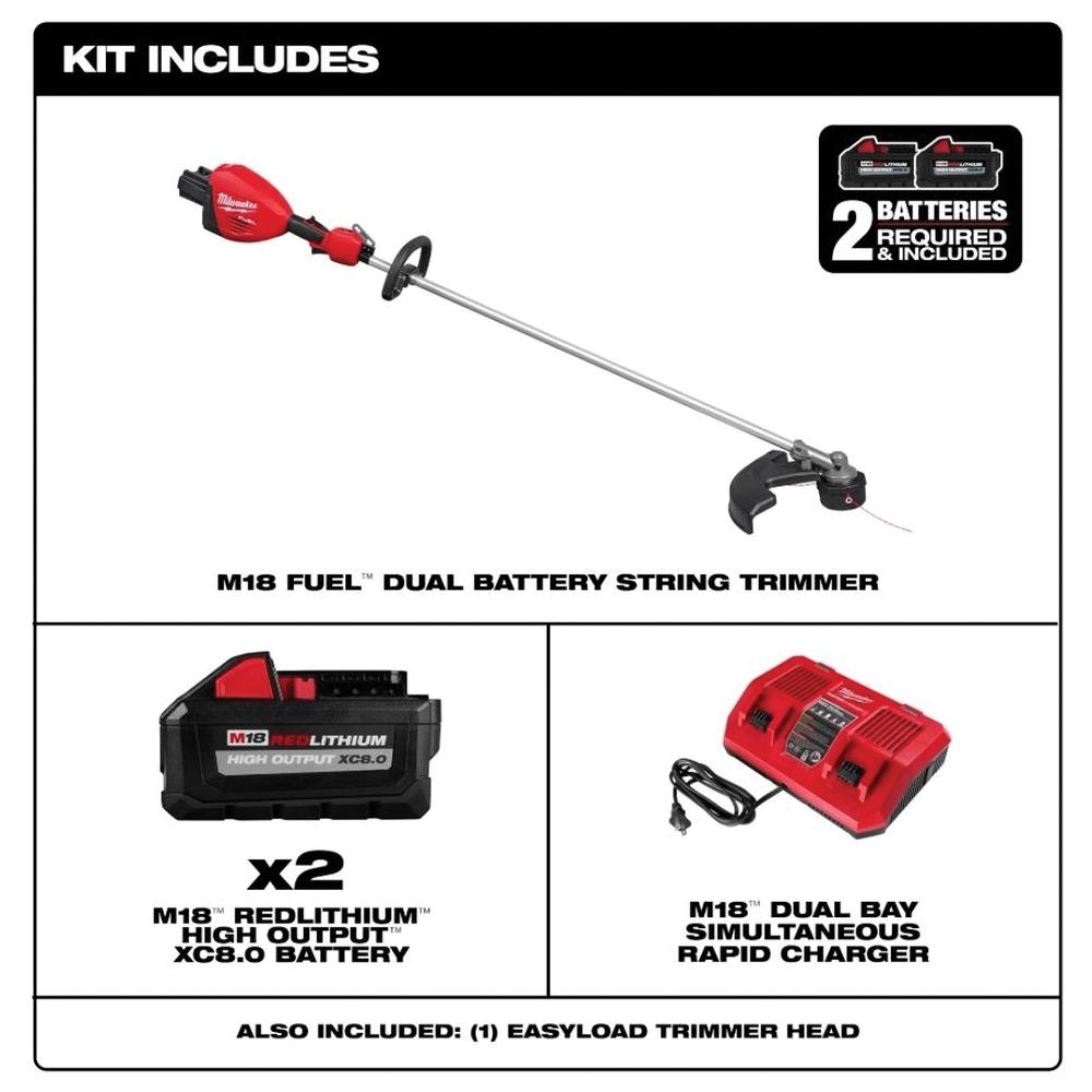 Milwaukee® M18 FUEL™ 3006-22 Dual Battery String Trimmer Kit, 15 to 17 in W Cutting, 36 V, REDLITHIUM™ Battery, 8 Ah thumbnail 2