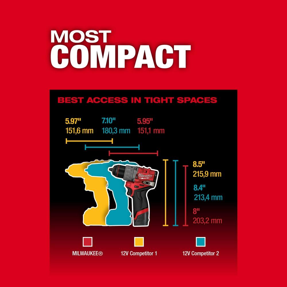 Milwaukee® M12™ 3403-22 Drill/Driver Kit, Tool/Kit: Kit, 400 in-lb, 1/2 in Chuck, Keyless Chuck, 12 V, 1550 rpm Speed thumbnail 4