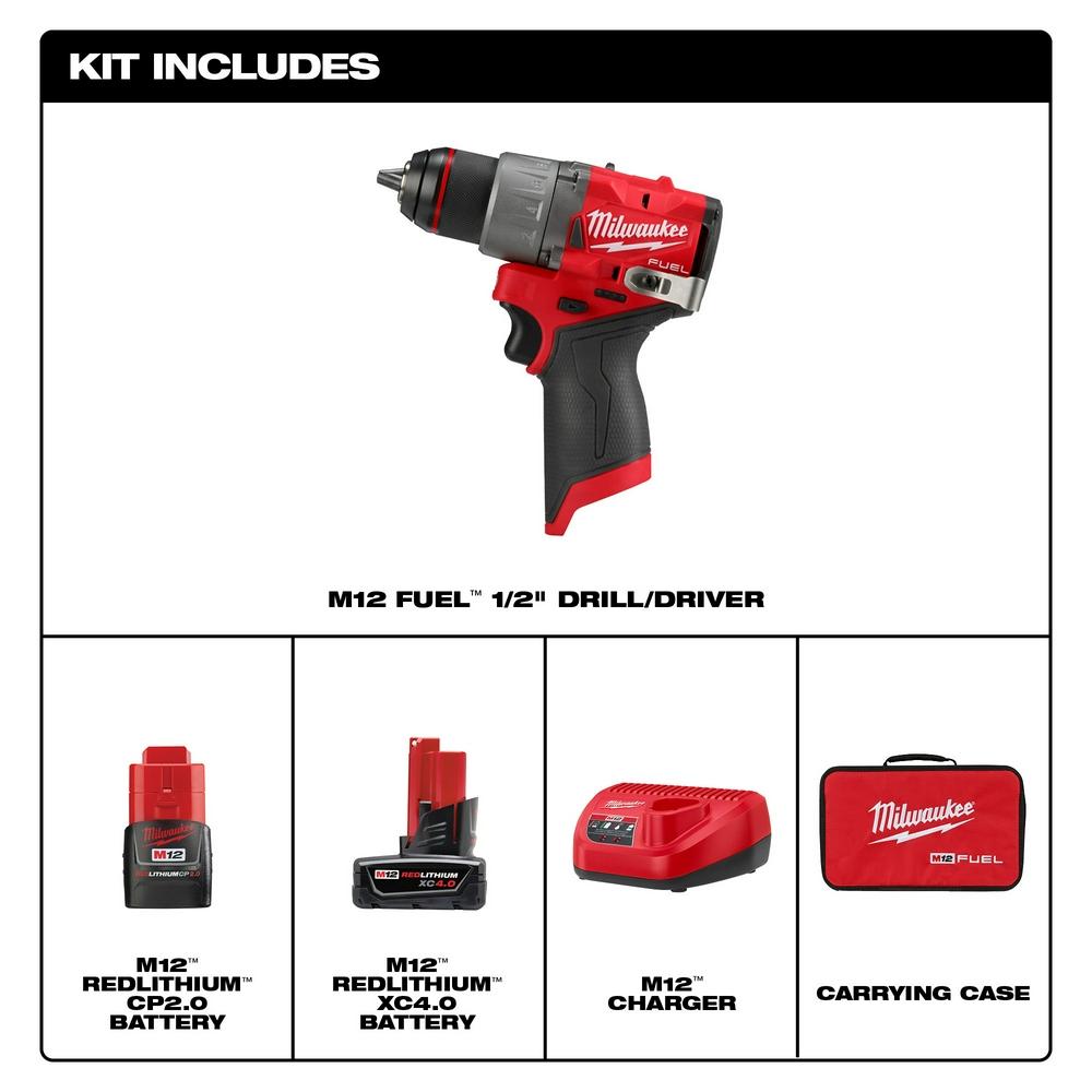 Milwaukee® M12™ 3403-22 Drill/Driver Kit, Tool/Kit: Kit, 400 in-lb, 1/2 in Chuck, Keyless Chuck, 12 V, 1550 rpm Speed