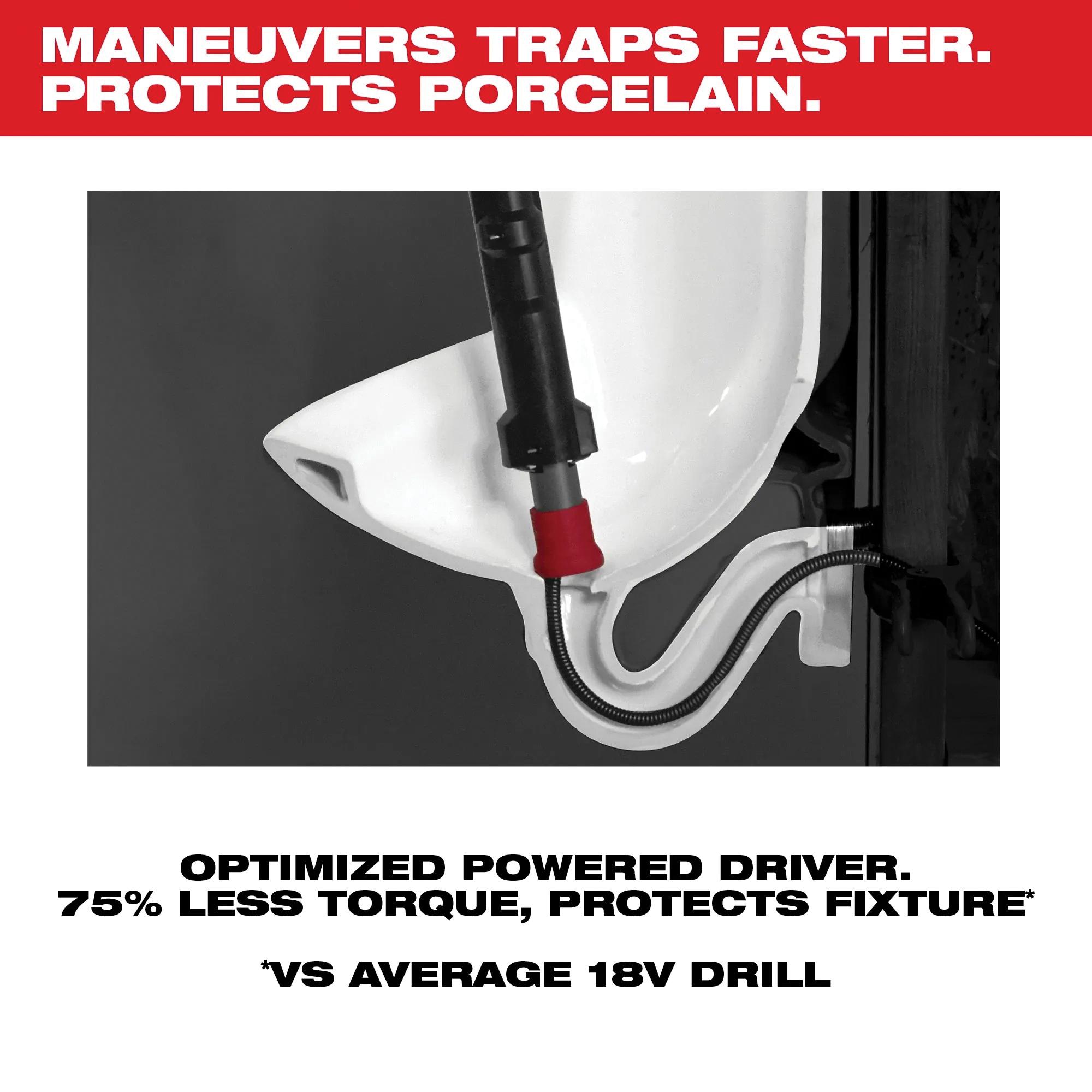 Milwaukee® M12™ TRAPSNAKE™ 3574-21 Urinal Auger, 1-1/4 to 2 in Drain Line, 3/8 in Dia Cable, 4 ft L Cable thumbnail 2