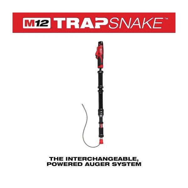Milwaukee® M12™ TRAPSNAKE™ 3574-21 Urinal Auger, 1-1/4 to 2 in Drain Line, 3/8 in Dia Cable, 4 ft L Cable thumbnail 3