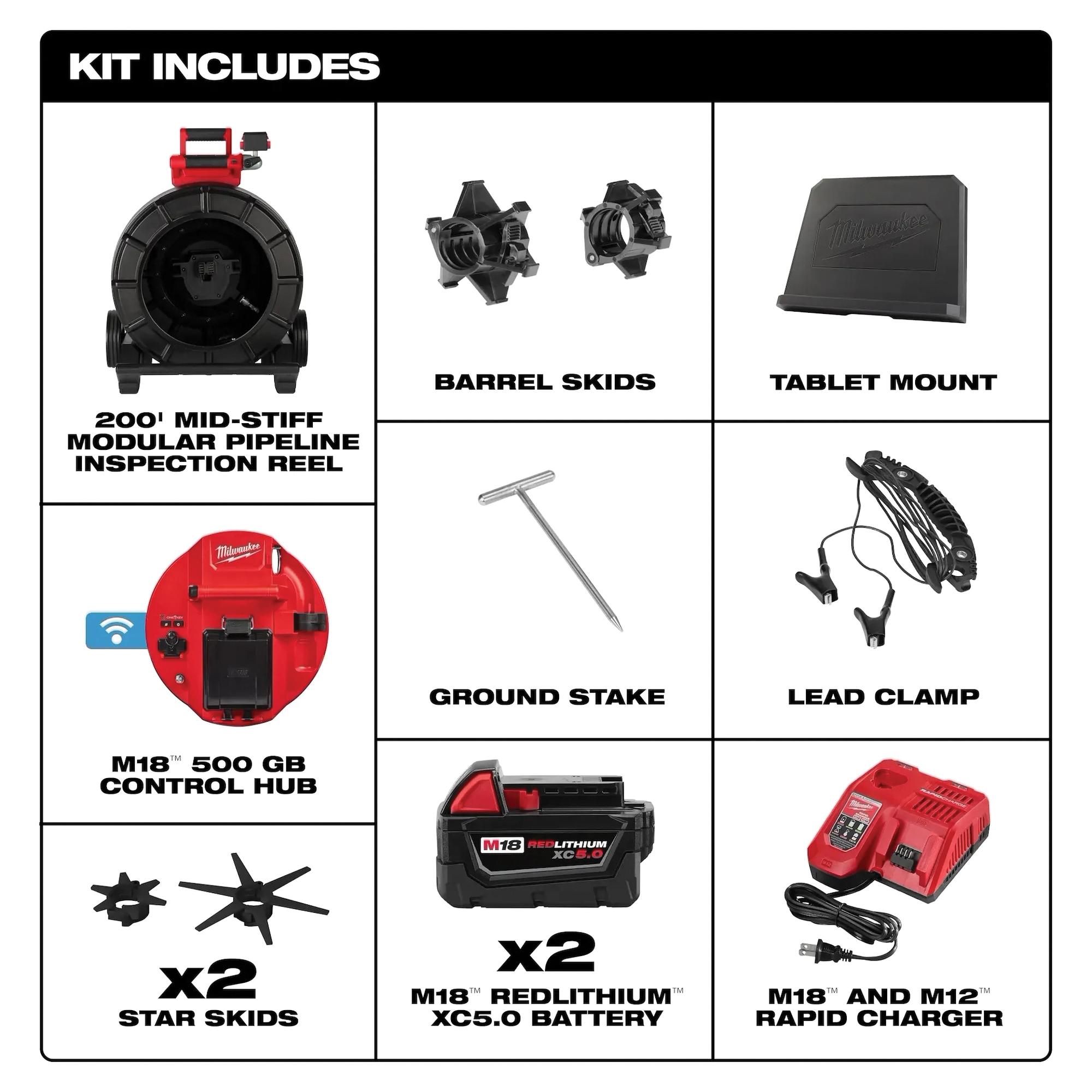 Milwaukee® M18™ 3975-22 Modular Pipeline Inspection System, 2 to 6 in Drain Line, Cordless Power Source, 200 ft Max Run thumbnail 4