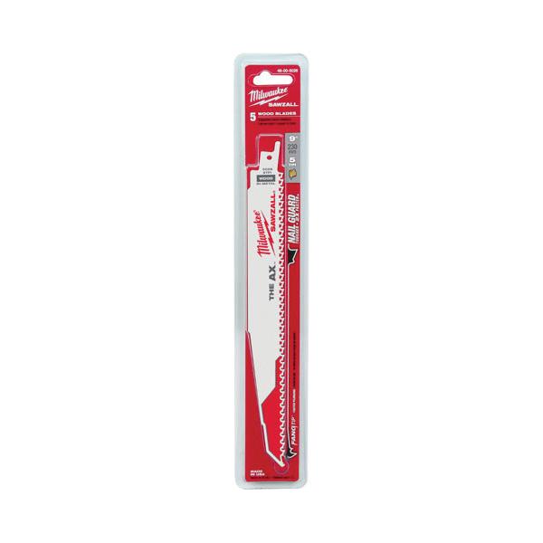 Milwaukee® THE AX™ 48-00-5026 Reciprocating Saw Blade, 9 in L, 1 in W, 5 TPI, Universal Shank, Wood Blade