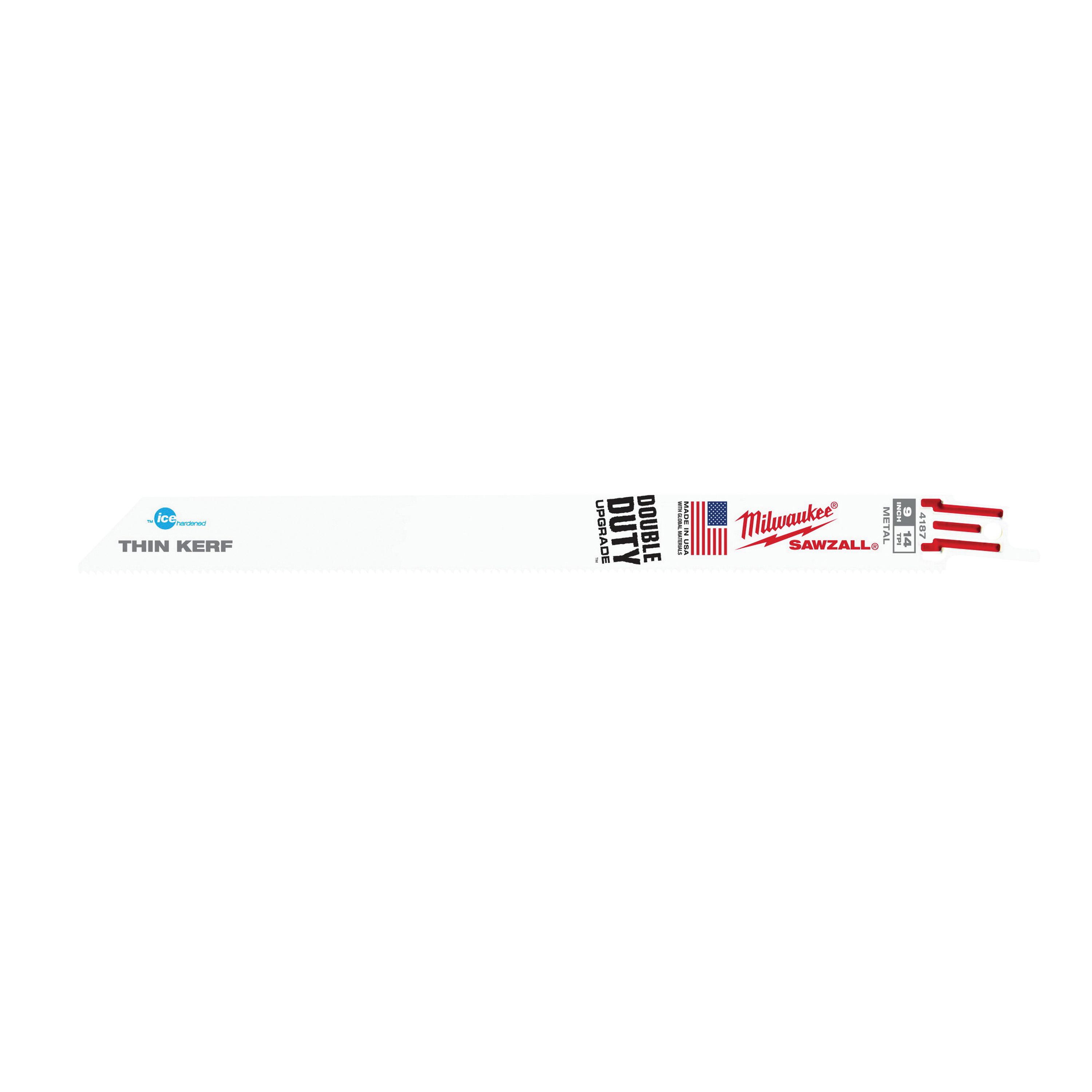 Milwaukee® Ice Hardened Sawzall Double Duty Straight Back Reciprocating Saw Blade, 9 in L x 3/4 in W x 0.035 in THK