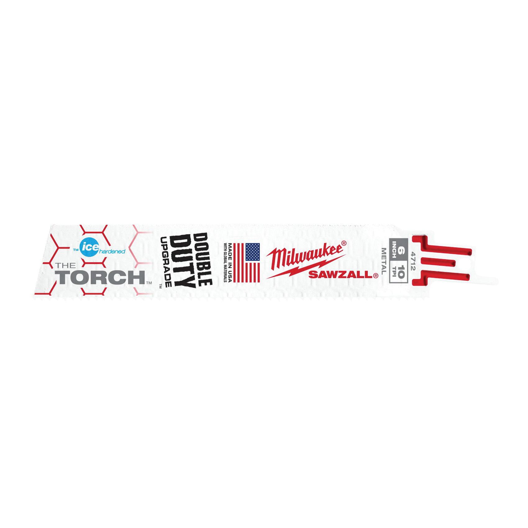 Milwaukee® Sawzall The Torch Double Duty Straight Back Reciprocating Saw Blade, 6 in L x 3/4 in W x 0.035 in THK, 10