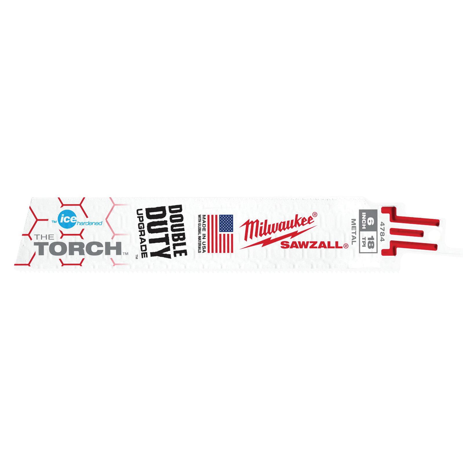 Milwaukee® Sawzall The Torch Double Duty Straight Back Reciprocating Saw Blade, 6 in L x 1 in W x 0.042 in THK, 18