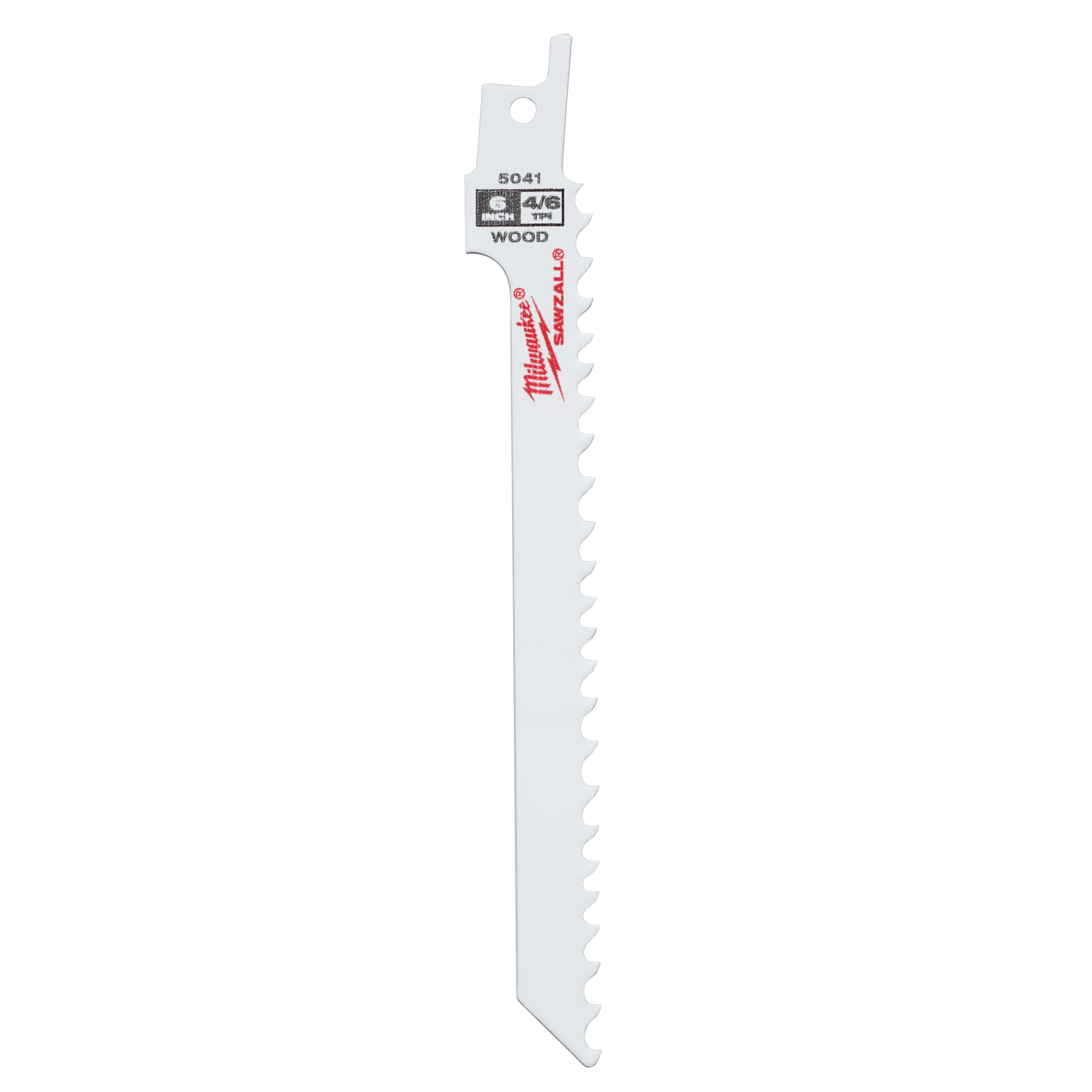 Milwaukee&reg; 48-00-5041 Sawzall&reg; Tapered Back Reciprocating Saw Blade, 6 in L x 3/4 in W, 4/16, Bi-Metal Body, Universal Tang