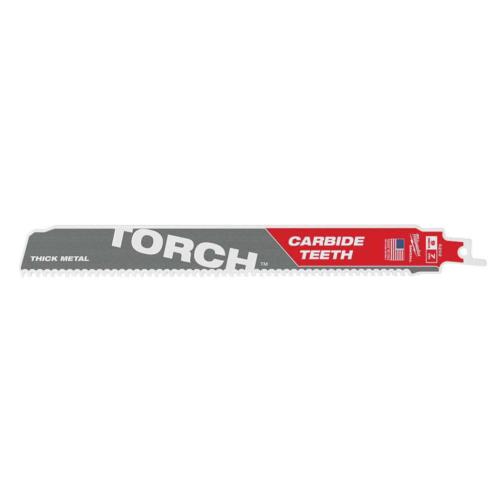 Milwaukee&reg; The Torch&trade; 48-00-5202 Reciprocating Saw Blade, 9 in L, 1 in W, Straight Cut, 7 TPI, Universal Shank