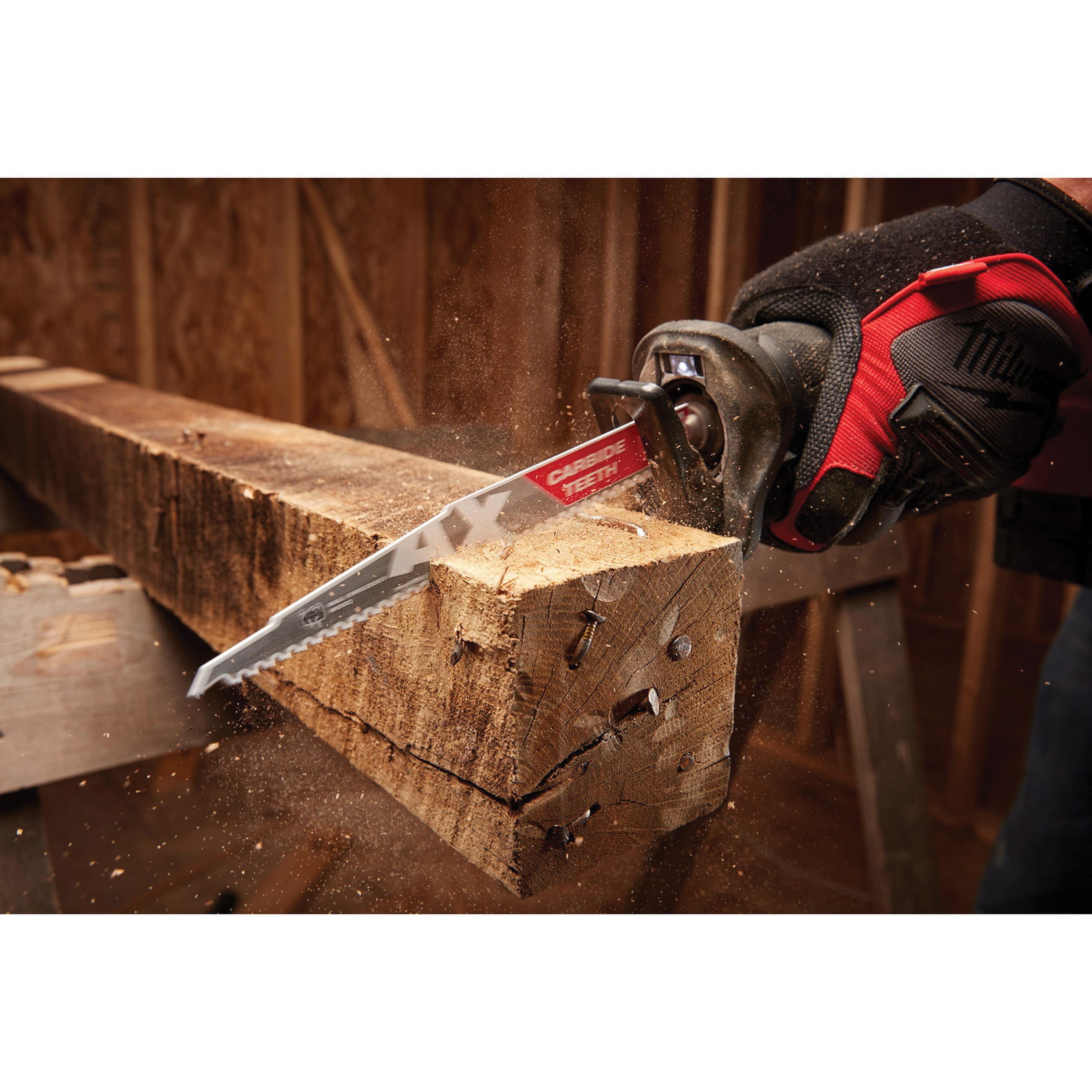 Milwaukee® THE AX™ SAWZALL® 48-00-5221 Reciprocating Saw Blade, 6 in L, 1 in W, Fang Tip Teeth, Fast, Straight Cut