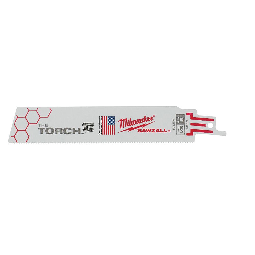 Milwaukee® The Torch™ SAWZALL® 48-00-5786 Reciprocating Saw Blade, 6 in L, 1 in W, Straight Cut, 24 TPI