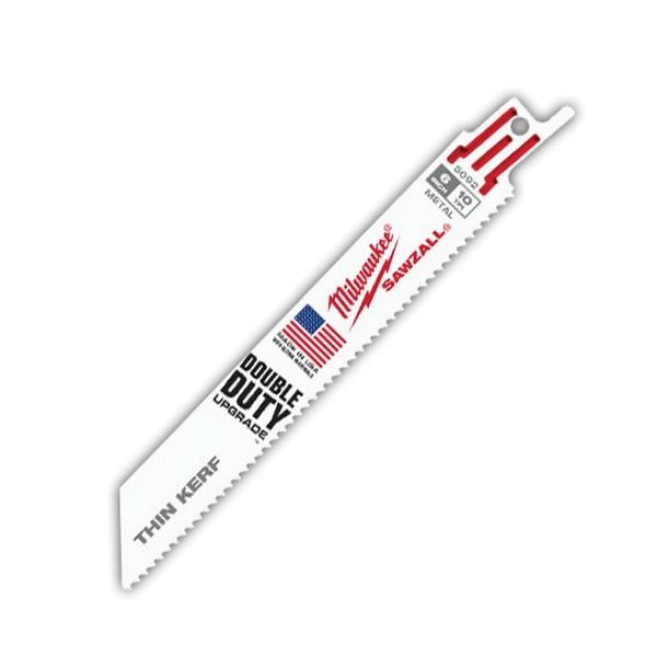 Milwaukee® Sawzall Double Duty Thin Kerf Reciprocating Saw Blade, 6 in L x 3/4 in W x 0.035 in THK, 10, Bi-Metal thumbnail 2