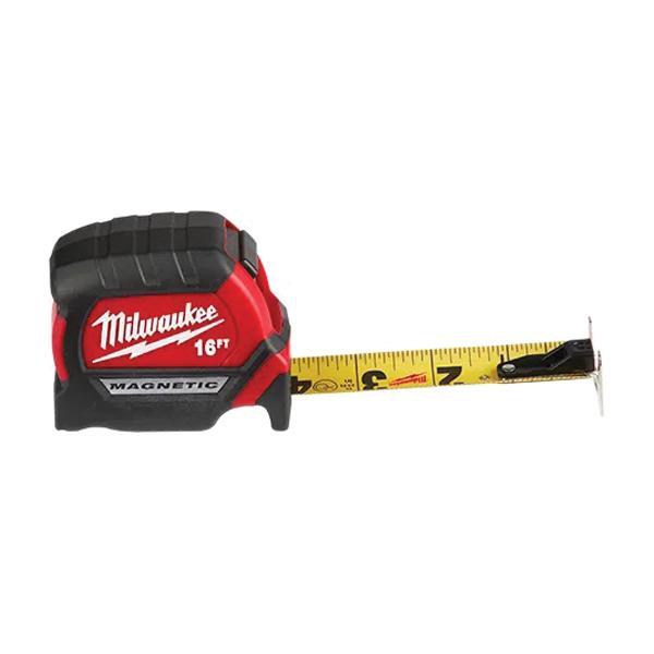 Milwaukee® 48-22-0116 16 ft Steel Blade Magnetic Tape Measure, Yellow Blade, Red Case thumbnail 2