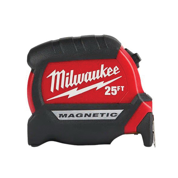Milwaukee® 48-22-0125 Tape Measure, 25 ft L Blade, 1/16 in Graduation, Steel Blade, Automatic Locking, Red Case