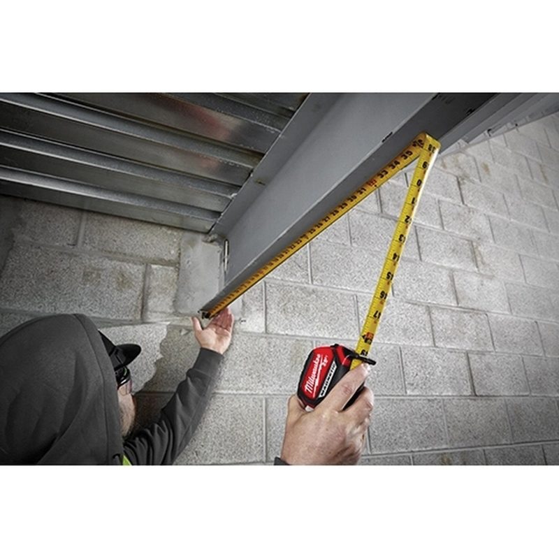 Milwaukee® 48-22-0135 35 ft Steel Blade Compact Magnetic Tape Measure, Yellow Blade, Red Case thumbnail 3