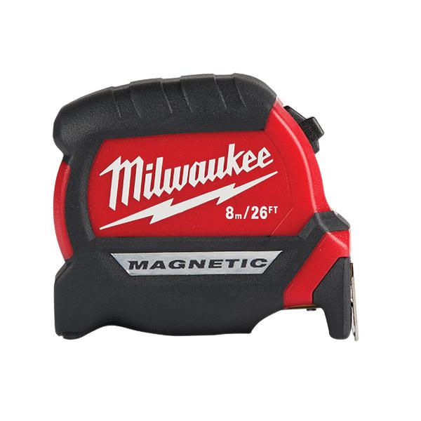 Milwaukee® 48-22-0326 Compact Magnetic Tape Measure, 26 ft L Blade, Pocket Clip: Yes