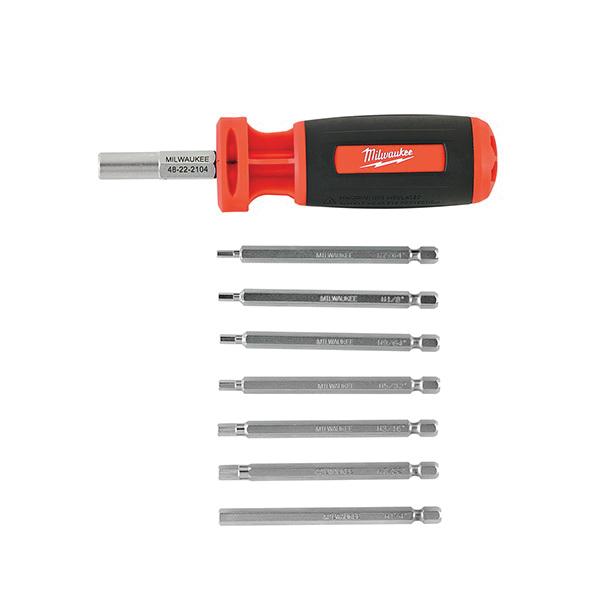 Milwaukee® 48-22-2104 Single End Multi-Bit Screwdriver, Imperial, 8 Pieces, 10-in-1 Drive, Hex Bit, Steel thumbnail 2