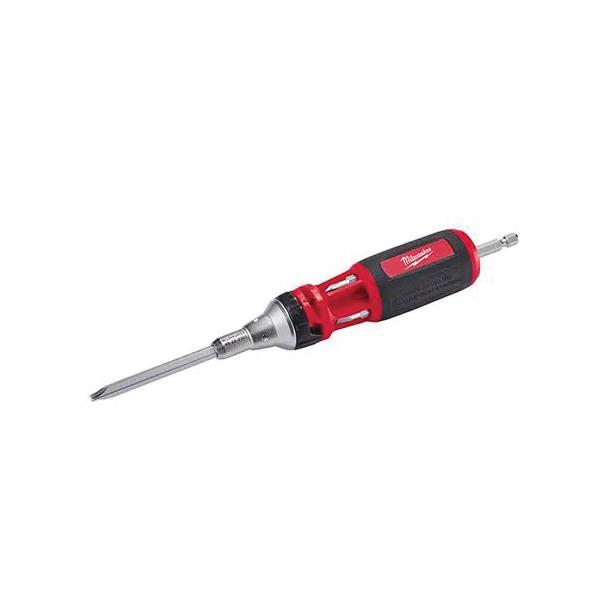 Milwaukee® 48-22-2301 Single End Ratcheting Multi-Bit Screwdriver, Imperial, 8 Pieces, 10-in-1 Drive, Steel
