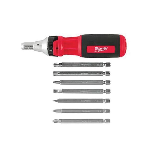 Milwaukee® 48-22-2301 Single End Ratcheting Multi-Bit Screwdriver, Imperial, 8 Pieces, 10-in-1 Drive, Steel thumbnail 2