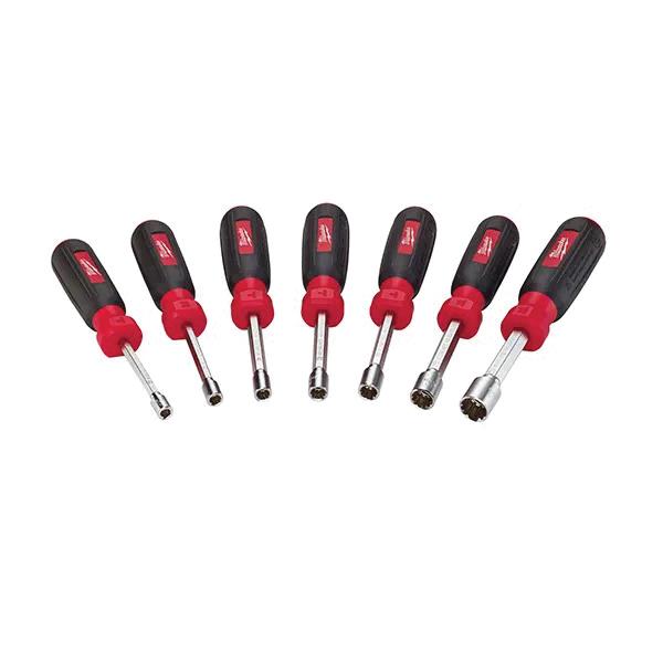 Milwaukee® HollowCore Magnetic Nut Driver Set, Metric, 7 Pieces, 3 in L Shaft, 7-1/4 to 7-1/2 in OAL, Steel Shank