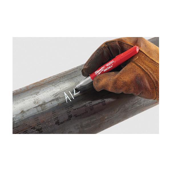 Milwaukee® Inkzall Metallic Point Marker, 5.5 in Fine Tip, Plastic, Red/Silver