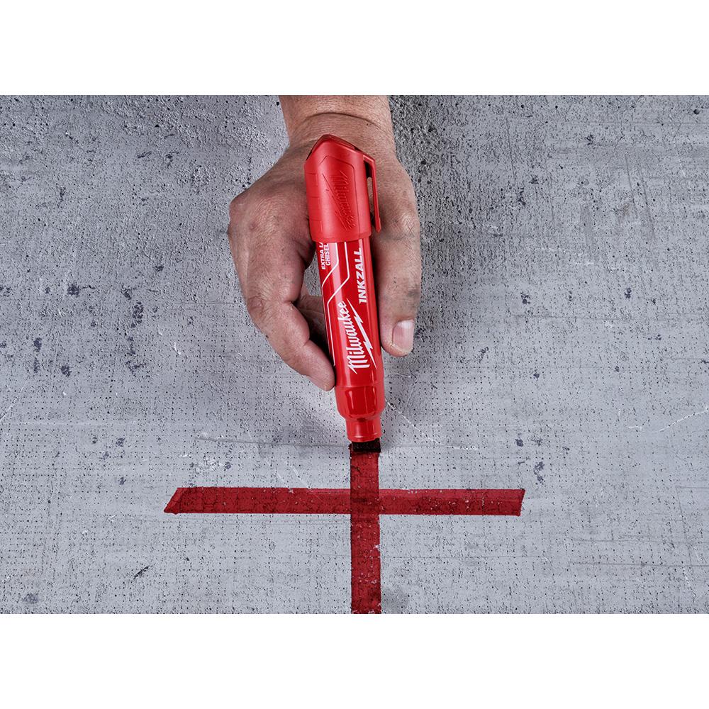 Milwaukee® INKZALL™ 48-22-3266 Marker, Extra Large Chisel Tip, Red thumbnail 3