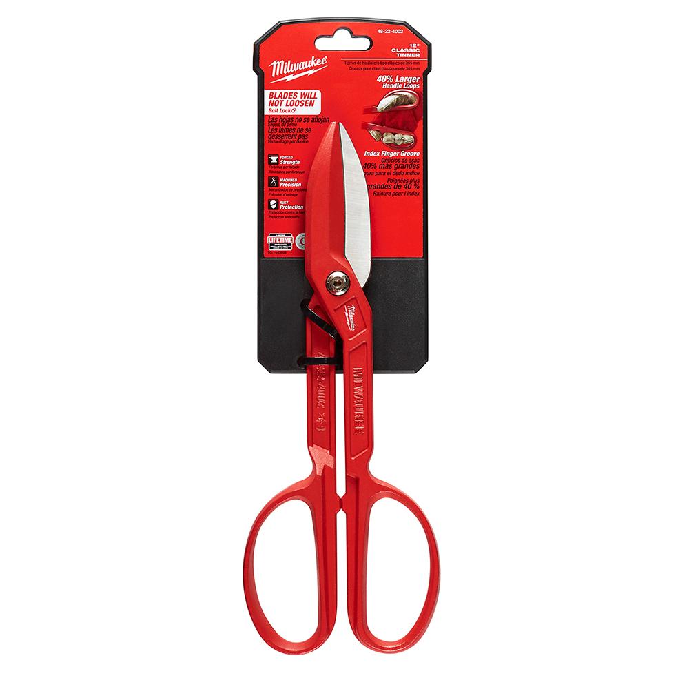 Milwaukee® 48-22-4002 Classic Tinner Snip, 20 AWG Cold Rolled Steel/22 AWG Stainless Steel Cutting, 3 in Length of Cut