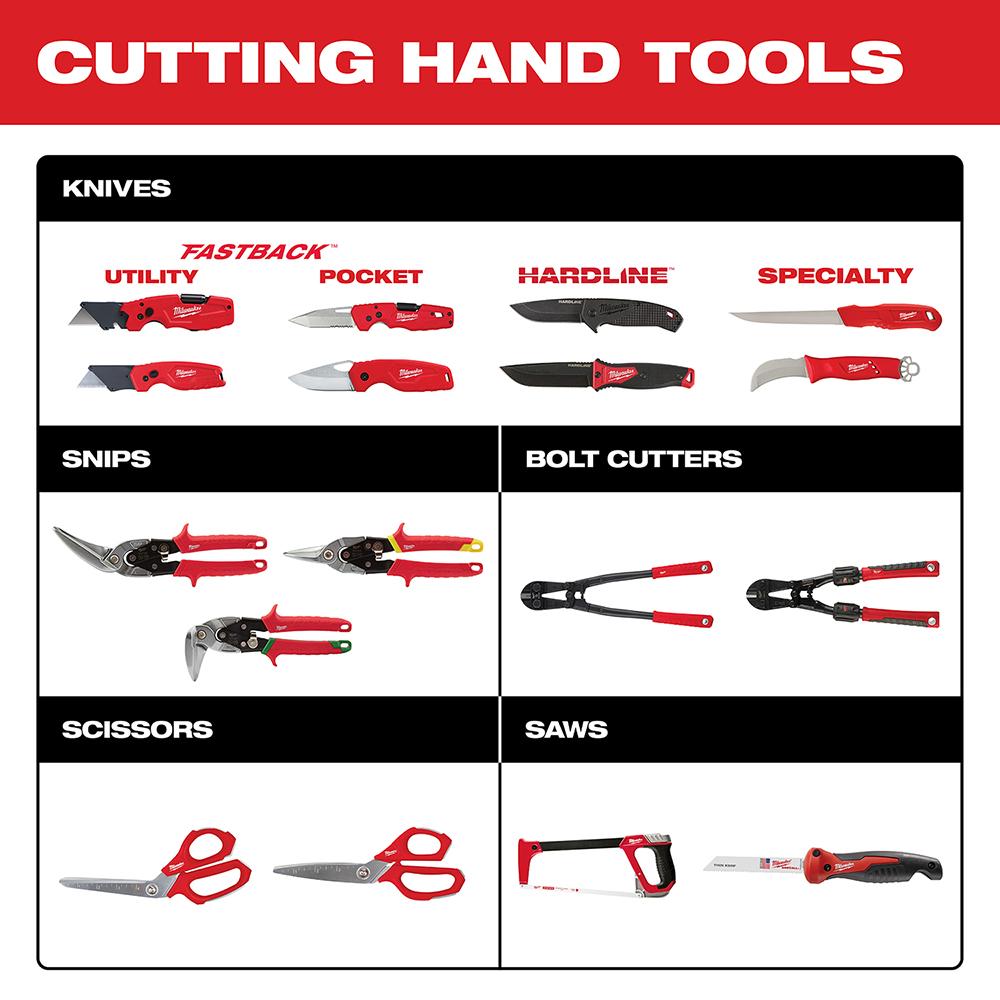 Milwaukee® 48-22-4002 Classic Tinner Snip, 20 AWG Cold Rolled Steel/22 AWG Stainless Steel Cutting, 3 in Length of Cut thumbnail 4