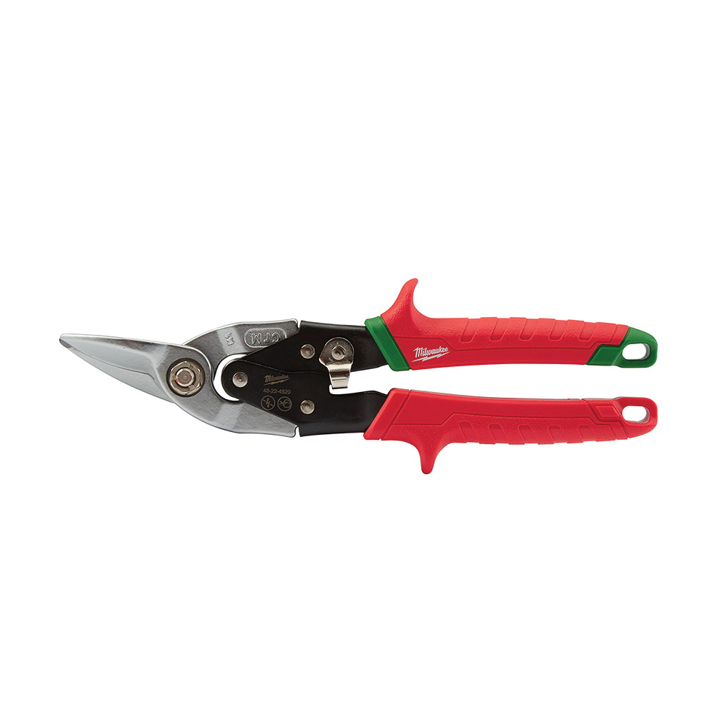 Milwaukee® 48-22-4520 Aviation Snip, 10 in OAL, 5 in L Cut, Steel Blade, Ergonomic Handle, Red Handle