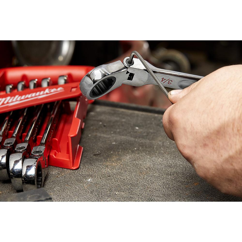 Milwaukee® Metric Flex Head Ratcheting Combination Wrench, 15 Piece
