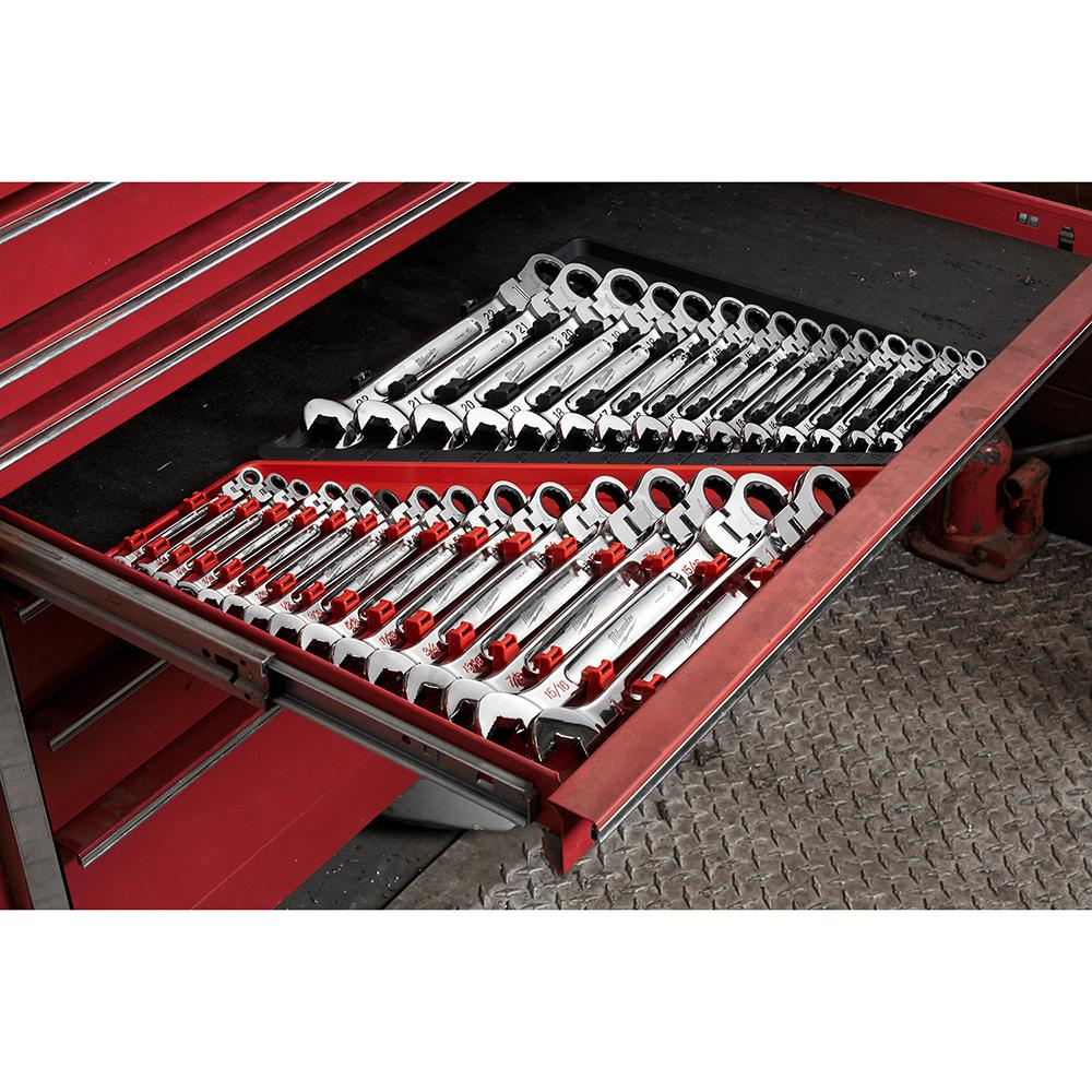 Milwaukee® Metric Flex Head Ratcheting Combination Wrench, 15 Piece thumbnail 4