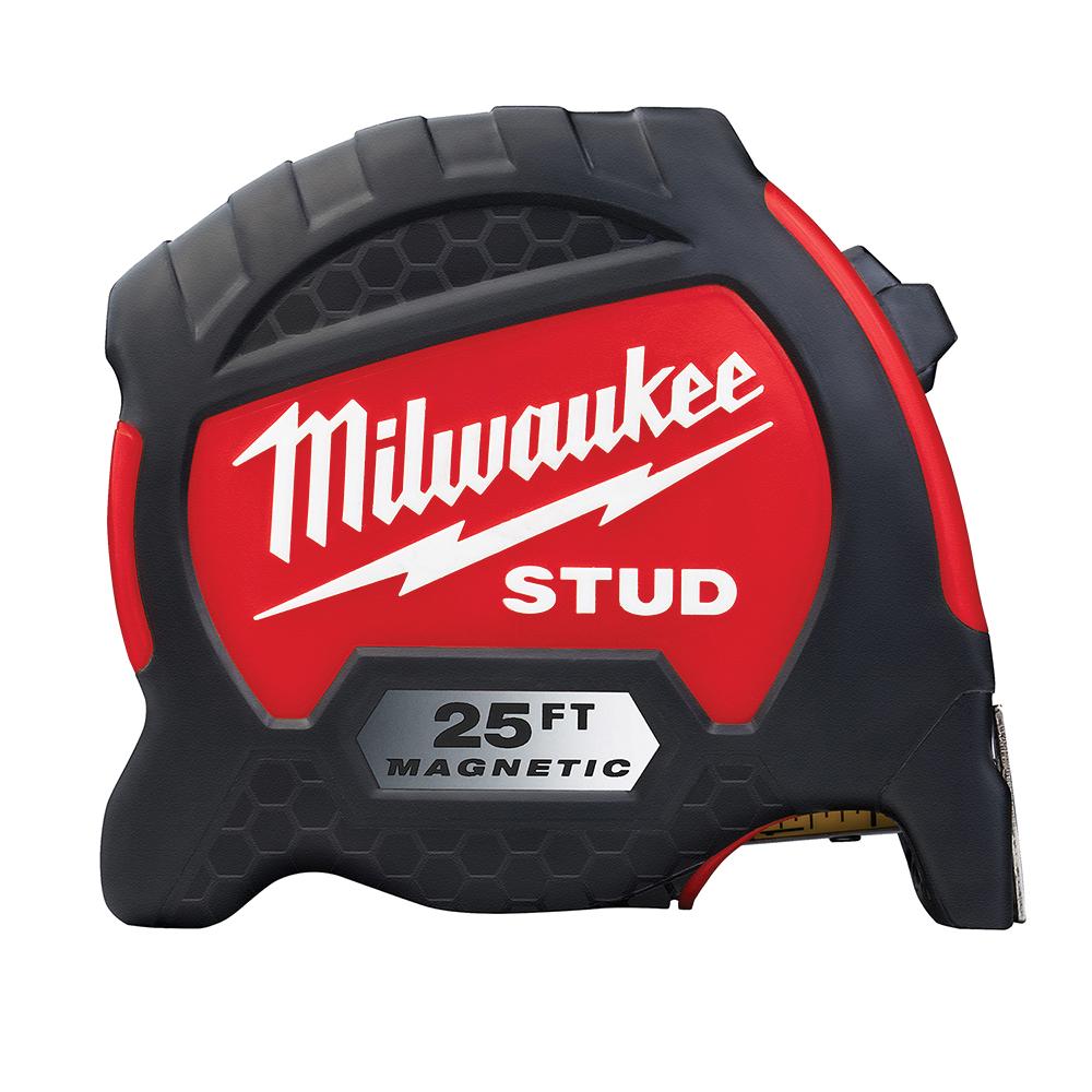 Milwaukee® STUD™ 48-22-9725M Tape Measure, 25 ft L Blade, Steel Blade, Belt Clip Locking, Pocket Clip: Yes