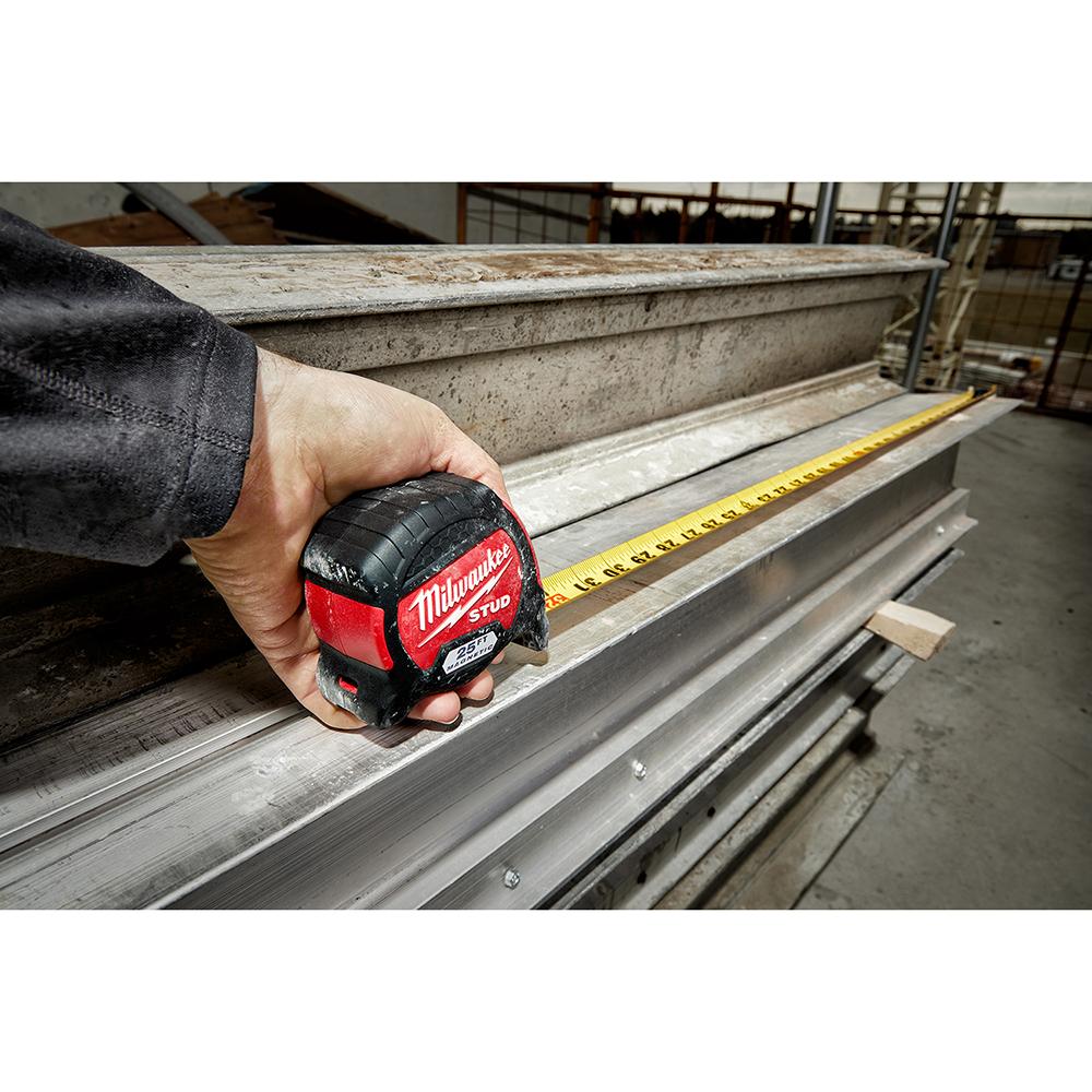 Milwaukee® STUD™ 48-22-9725M Tape Measure, 25 ft L Blade, Steel Blade, Belt Clip Locking, Pocket Clip: Yes thumbnail 2