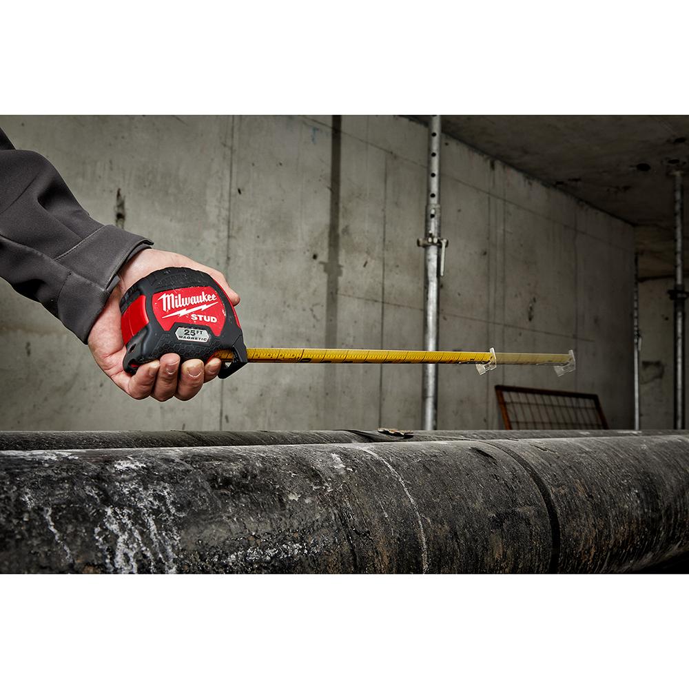 Milwaukee® STUD™ 48-22-9725M Tape Measure, 25 ft L Blade, Steel Blade, Belt Clip Locking, Pocket Clip: Yes thumbnail 4