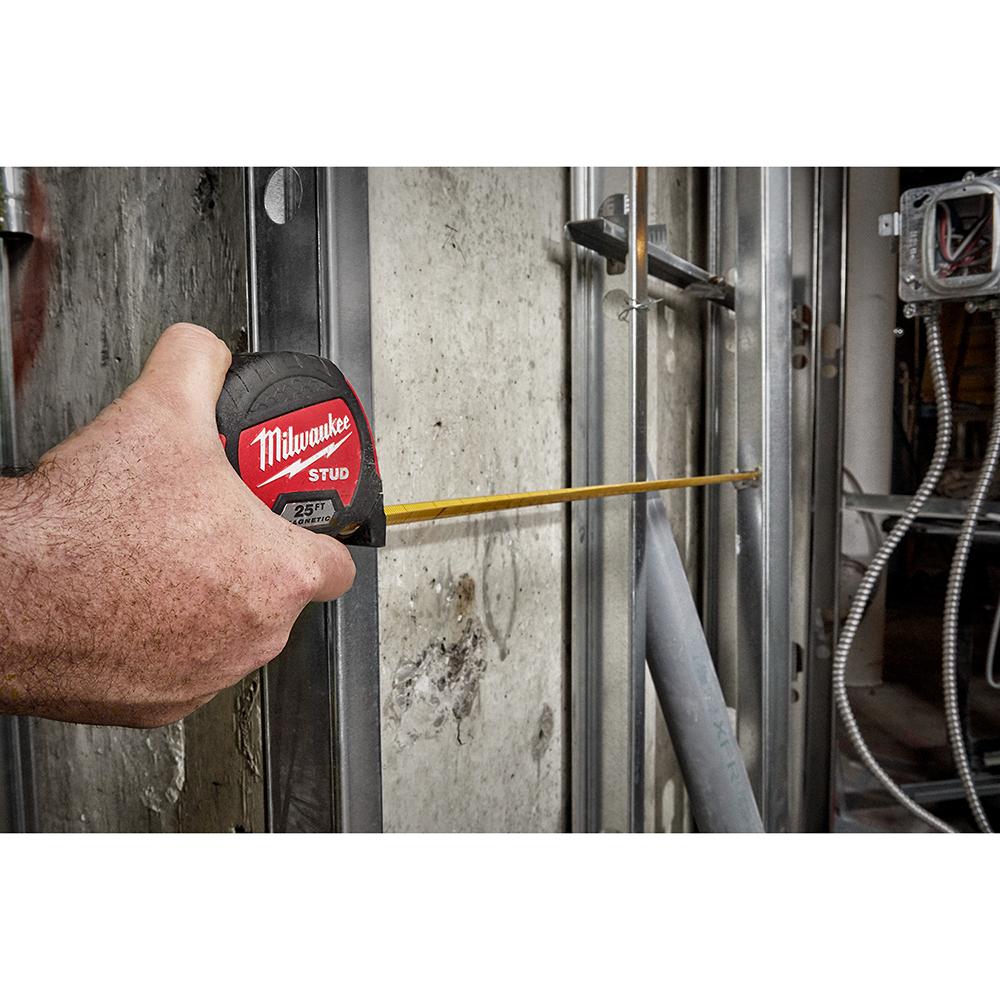Milwaukee® STUD™ 48-22-9725M Tape Measure, 25 ft L Blade, Steel Blade, Belt Clip Locking, Pocket Clip: Yes thumbnail 3