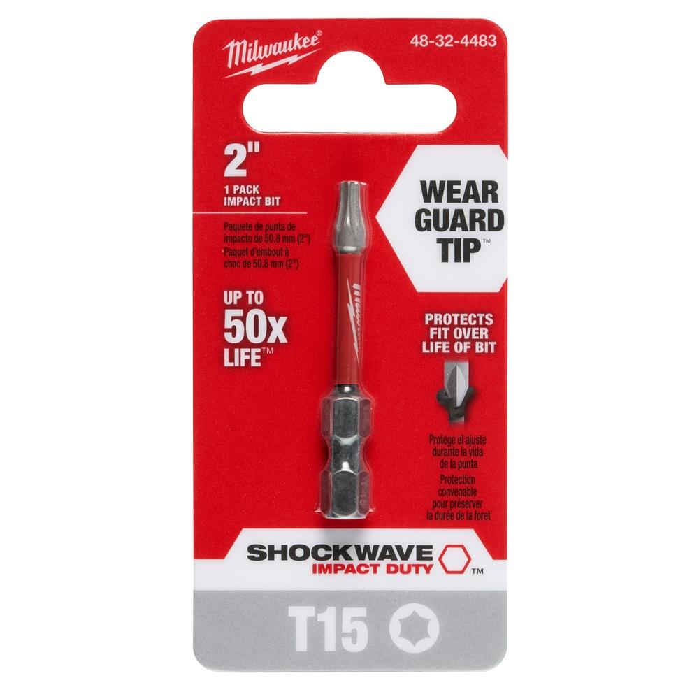 Milwaukee® SHOCKWAVE™ 48-32-4483 Power Screwdriver Bit, Torx® Point, T15 Point, 2 in OAL, Steel thumbnail 2