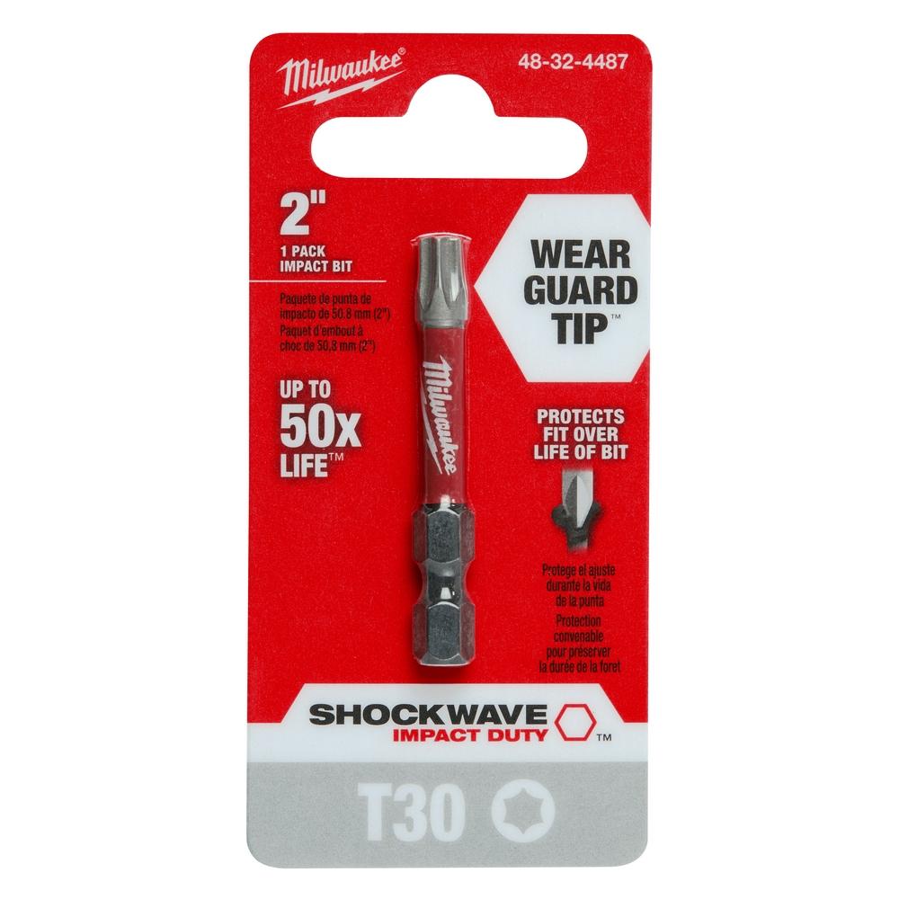 Milwaukee® SHOCKWAVE™ 48-32-4487 Power Screwdriver Bit, Torx® Point, T30 Point, 2 in OAL, Steel
