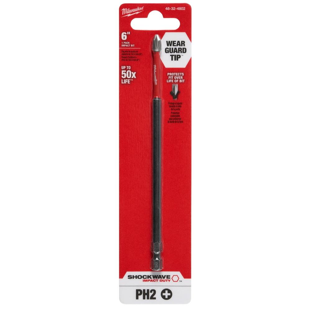 Milwaukee® SHOCKWAVE™ 48-32-4802 Impact Power Bit, Phillips® Point, #2 Point, 6 in OAL, 1/4 in Shank, Single End thumbnail 2