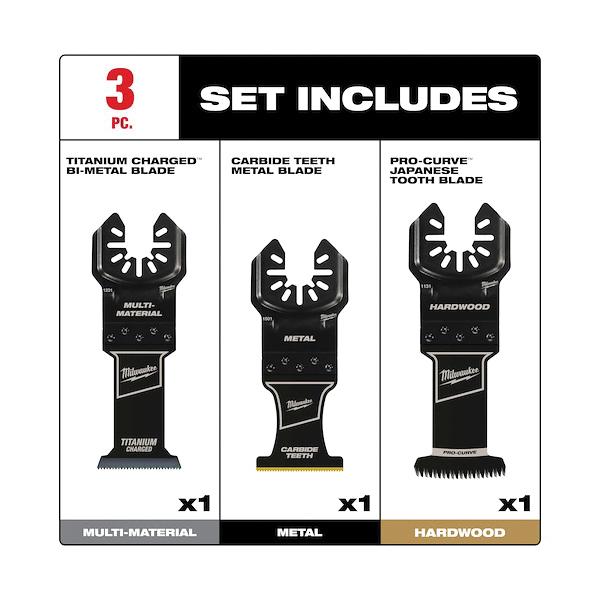Milwaukee® OPEN-LOK™ 49-10-9001 Multi-Tool Blade, Cut-Away, Universal Fit Blade, 1-3/8 in W Blade, 3-Piece thumbnail 2