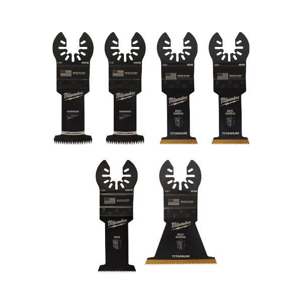 Milwaukee® OPEN-LOK™ 49-10-9112 Oscillating Multi-Tool Blade Kit, Cut-Away, Universal Fit Blade, 6-Piece, 6.42 in OAL