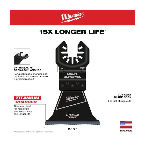 Milwaukee® OPEN-LOK™ 49-25-1241 Oscillating Multi-Tool Blade, Cut-Away, Universal Fit Blade, 1-5/8 in L Blade